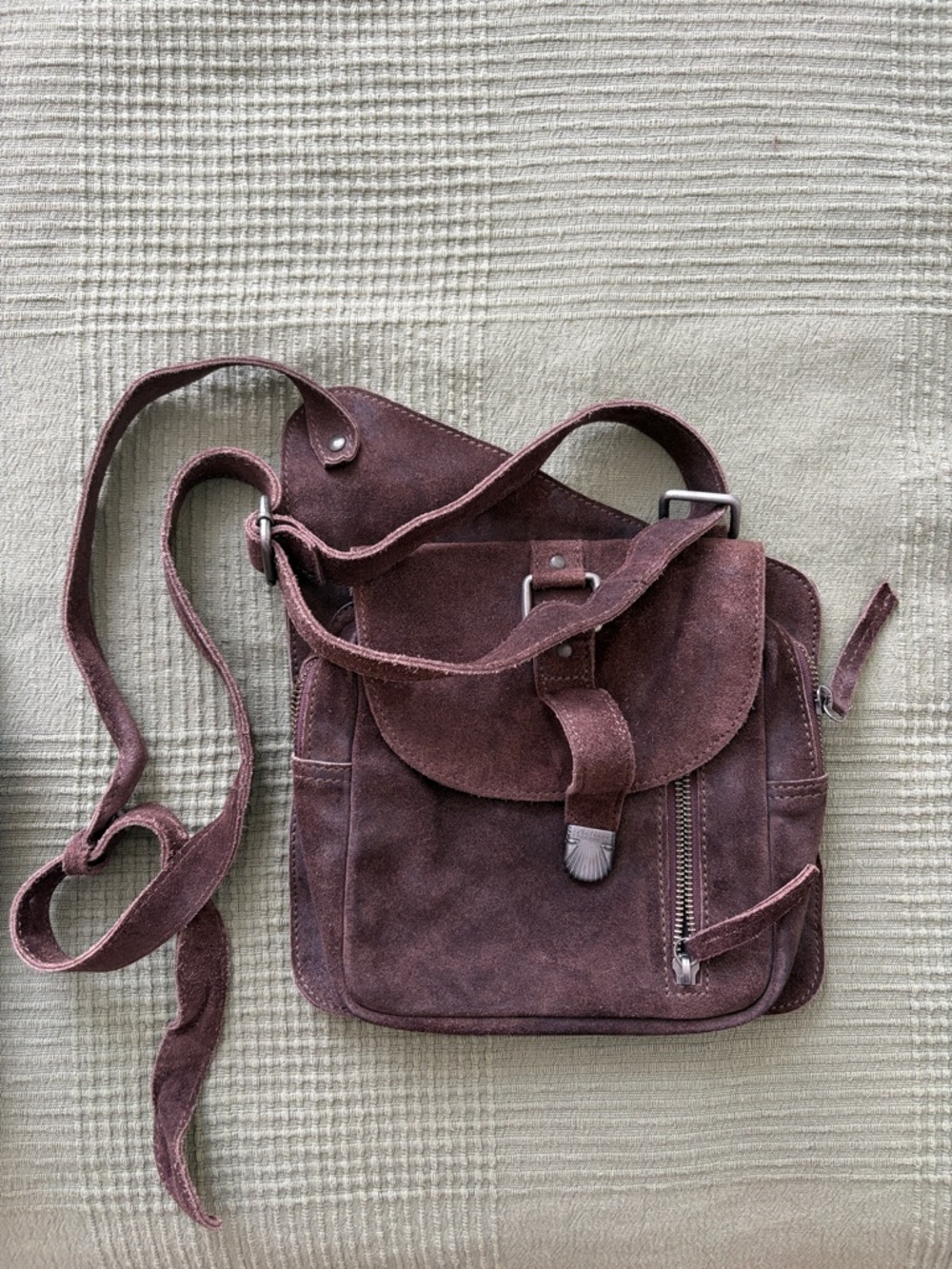 Suede Crossbody Bag in Deep Burgundy